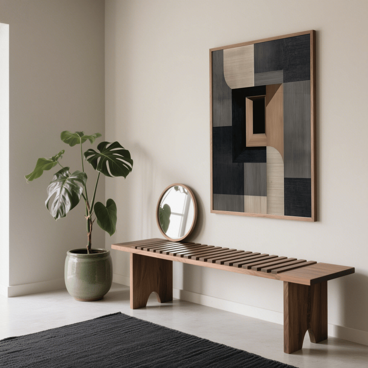 Abstract Wabi Sabi Print, Black and Gray, suitable as modern wall art for hallway