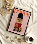 Pomeranian Poster Print with regal gold details for office wall art