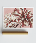Modern botanical wall art poster with overlapping flowers and leaves