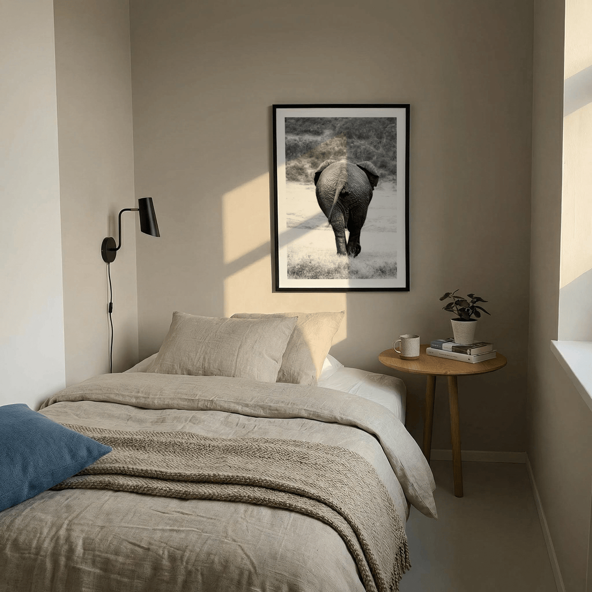 Nature Animal Wall Art elephant poster in black and white landscape