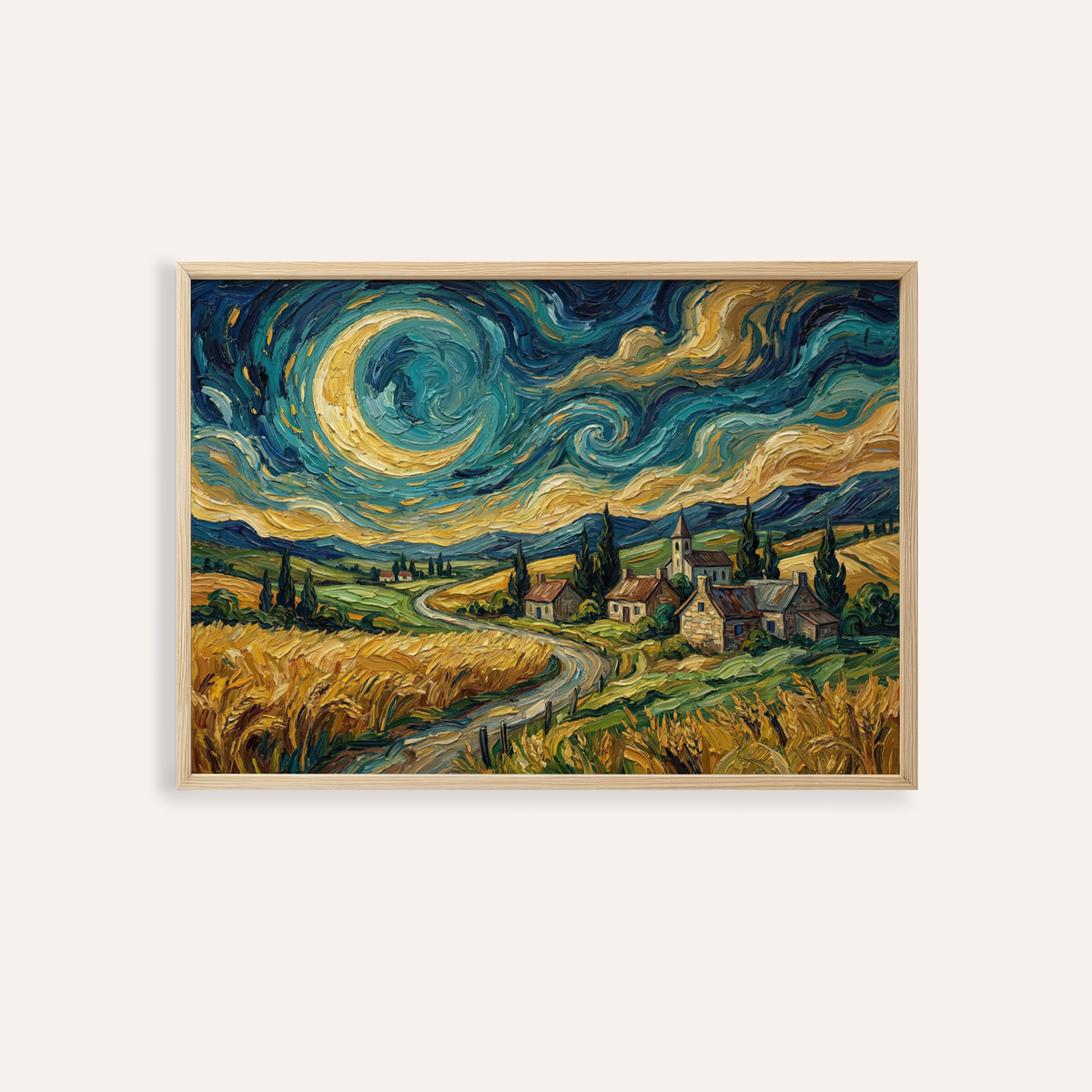Impressionist Home Decor print in blue, green, yellow for a living room wall art
