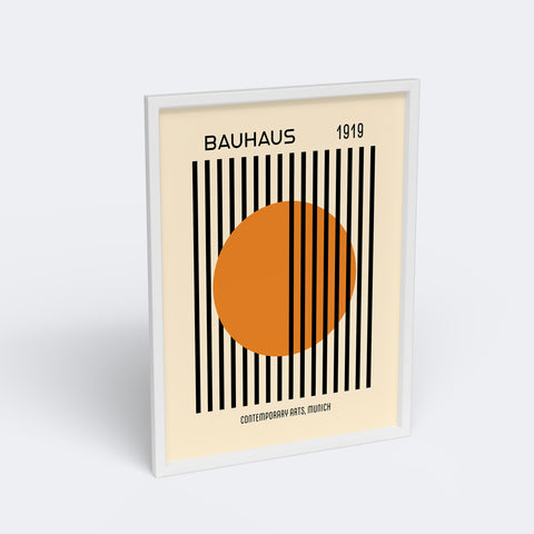 Bauhaus Striped Sun Geometric Artwork | Modern Geometric Art Print