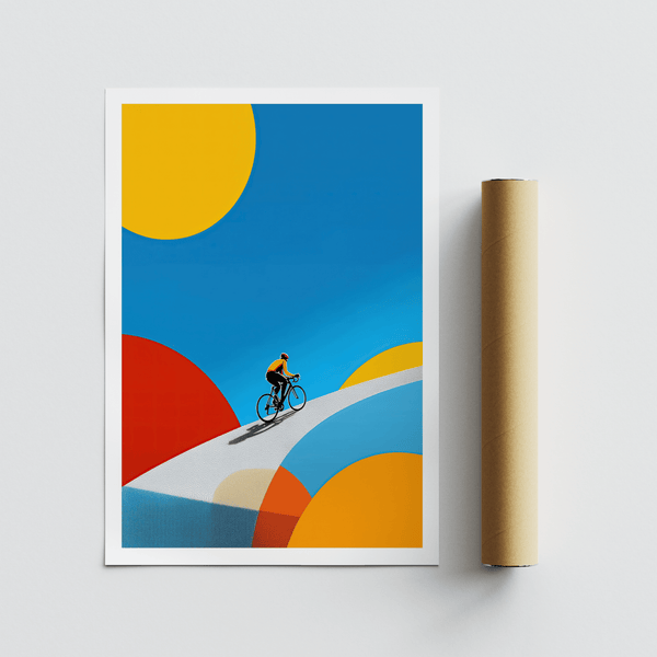 Geometric bike print poster with circular shapes and wide negative space