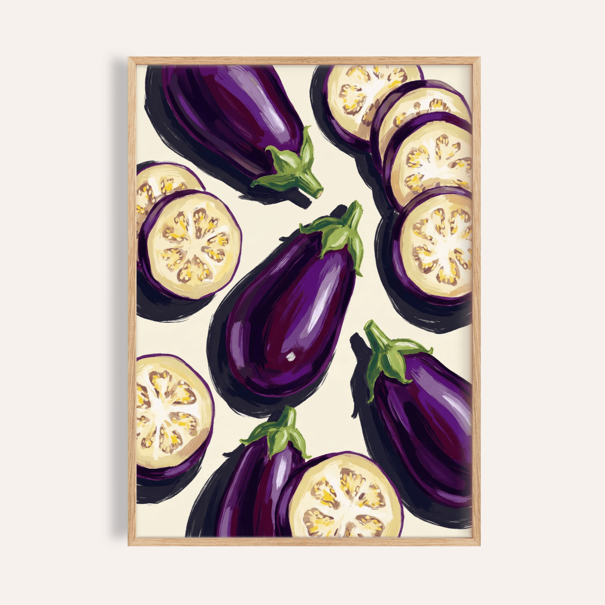 Aubergines Art Print in purple for kitchen wall art poster