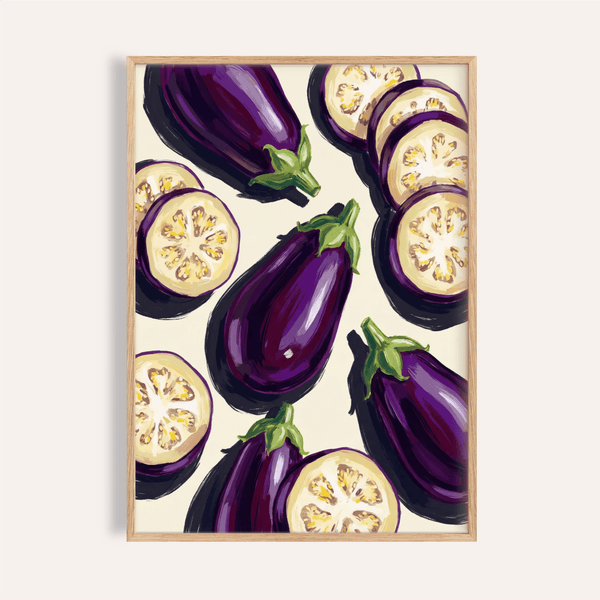 Aubergines Art Print in purple for kitchen wall art poster