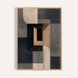 Abstract Wabi Sabi Print with Black, Brown, Beige, Gray for living room art print