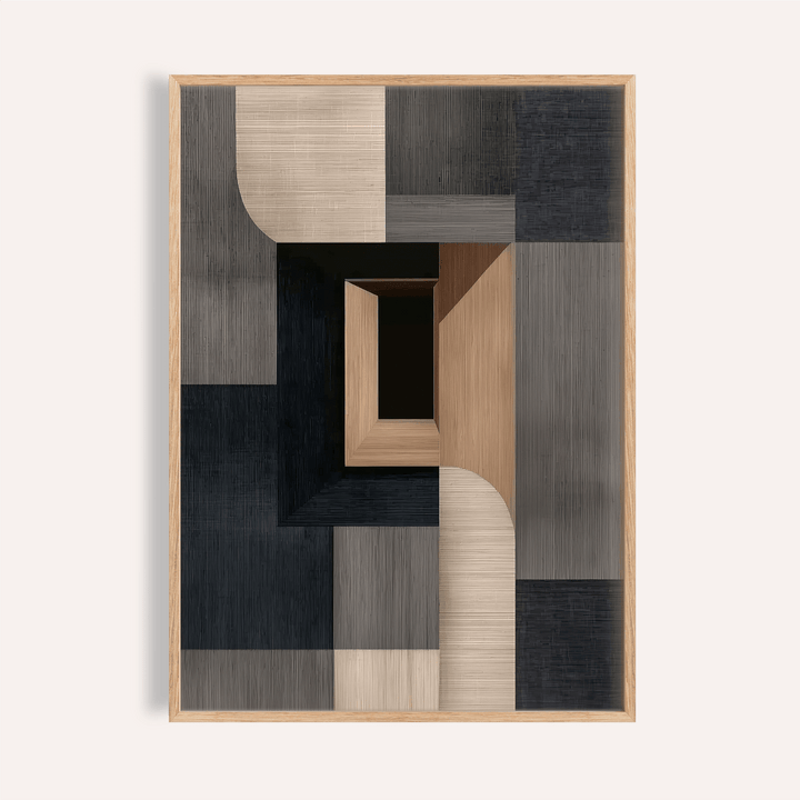 Abstract Wabi Sabi Print with Black, Brown, Beige, Gray for living room art print
