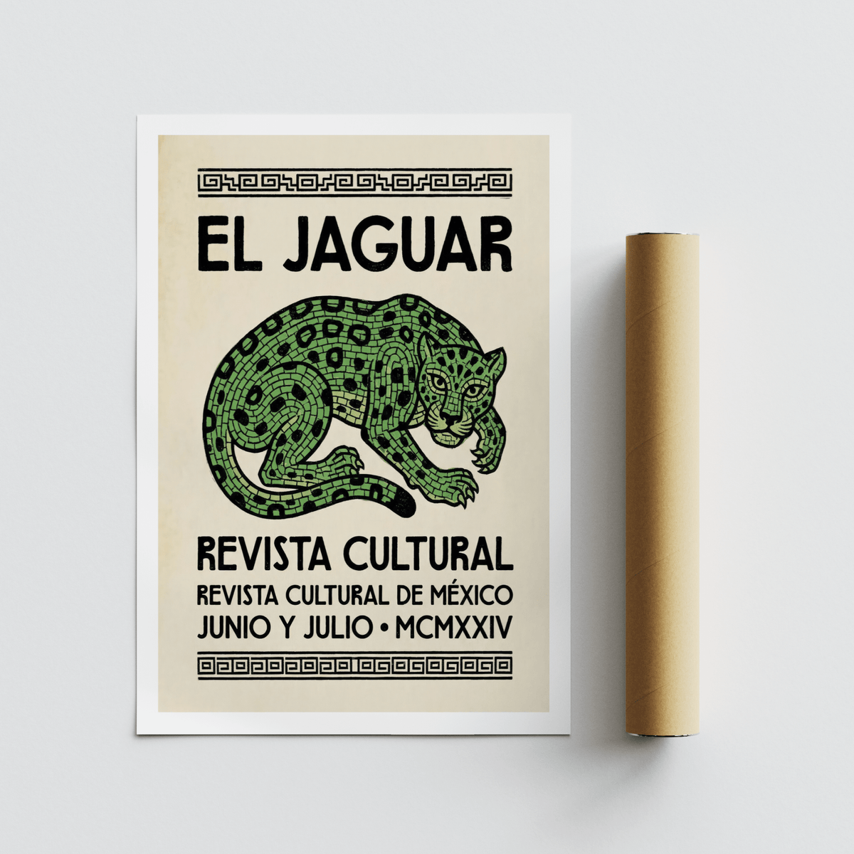 Print detail showing repeating border pattern and cultural text references