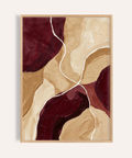 Abstract Burgundy Print with red, brown, beige for living room wall art