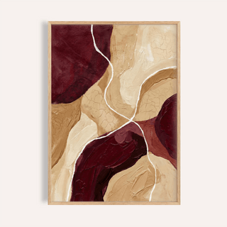 Abstract Burgundy Print with red, brown, beige for living room wall art