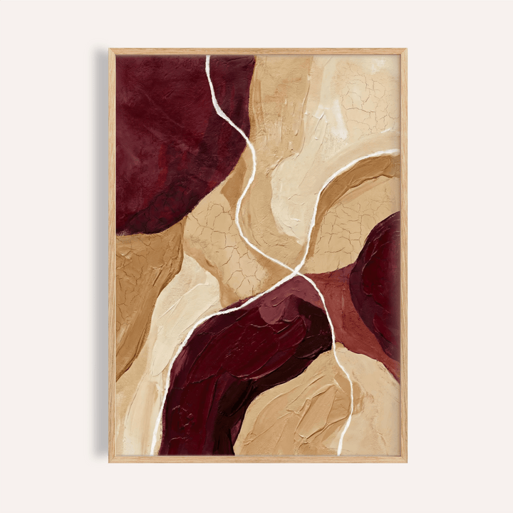 Abstract Burgundy Print with red, brown, beige for living room wall art