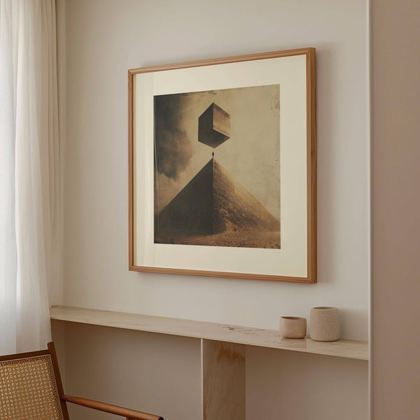 Surreal neutral color wall art in warm desert tones for modern office decor