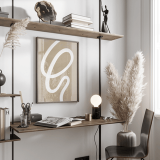 abstract painting minimalist poster for dining room with Beige and White tones