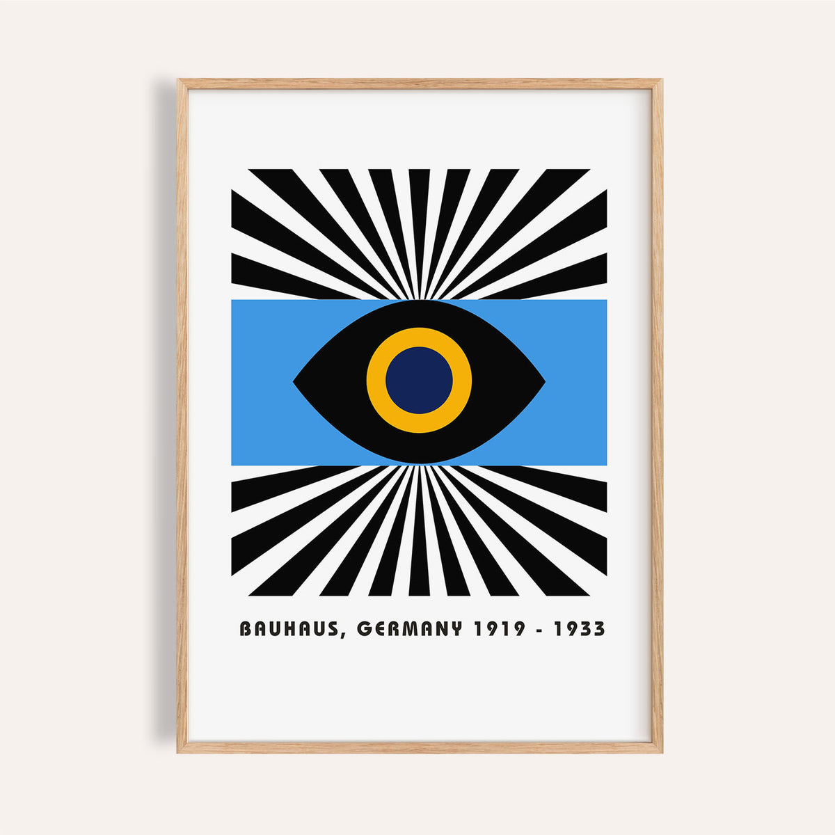 Modern art geometric print featuring abstract Bauhaus eye design