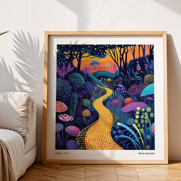 Vibrant polka dot pop art inspired by Yayoi Kusama