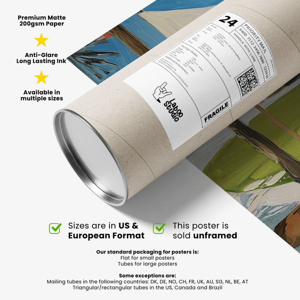 Tabletop still life print with wine, beer, and glass reflections set against a landscaped golf green