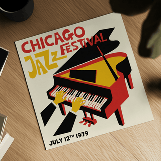 Jazz Festival Poster art print for studio decor in Yellow, Red, and Black