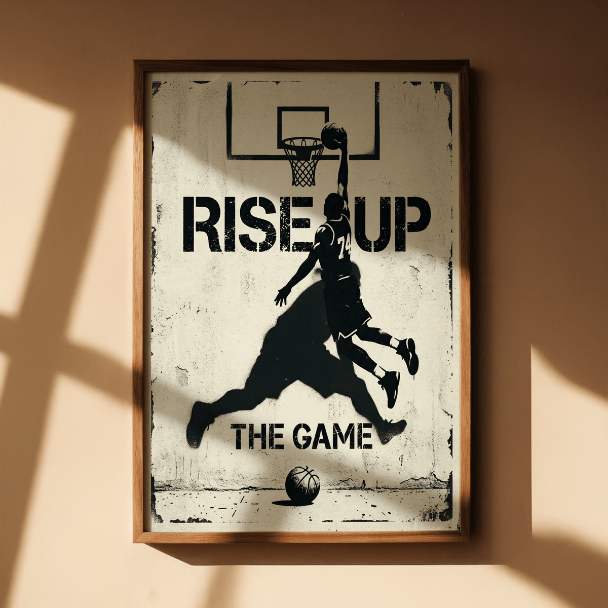 Side angle of urban hoop artwork with cracked texture