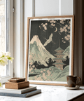 Crane Japanese Art wall art in Yellow and Black for home office