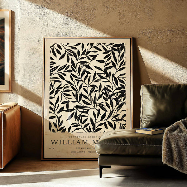Modern living room black and white vintage wall art with nature motif