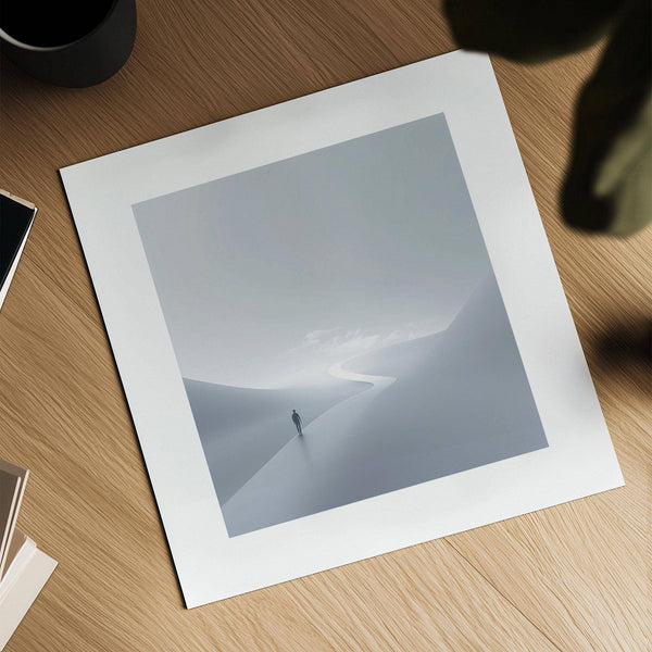 Soft monochrome gray and white wall art for meditation areas