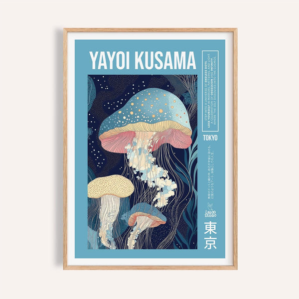Unique art prints with sea life motifs in soft pastel and navy tones.