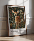 Forest Art Print with detailed fawn among vintage wildflowers and foliage.