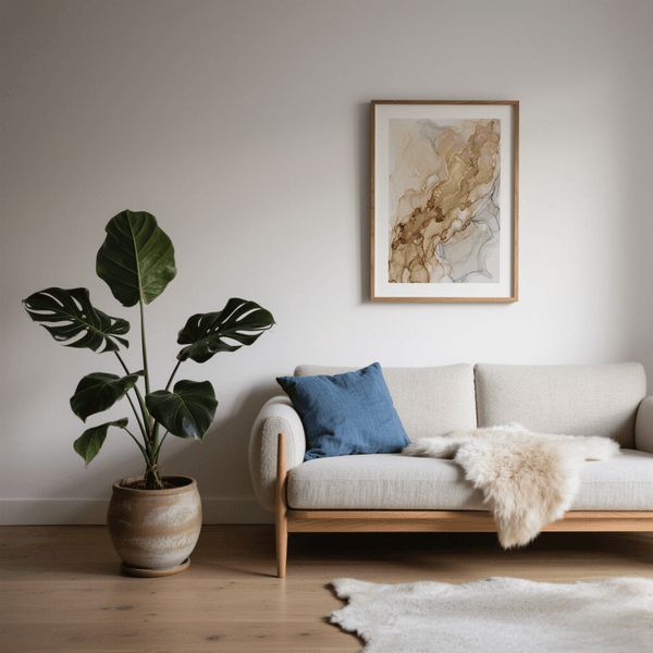 Abstract Gold Art Print featuring layered washes and soft contours