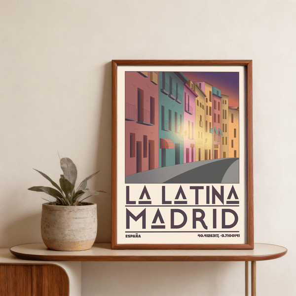 Minimalist mockup of Madrid City Wall Art against neutral wall