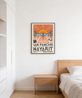 Typography-led travel wall art print reading San Pancho Nayarit with geometric lettering
