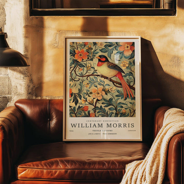 Warm peach tones in bird vintage prints for nature-inspired interiors