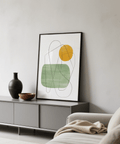 Contemporary Simple Minimalist Wall Art, green/yellow/white for study poster