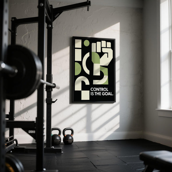 Control is the goal fitness motivation poster in geometric style.