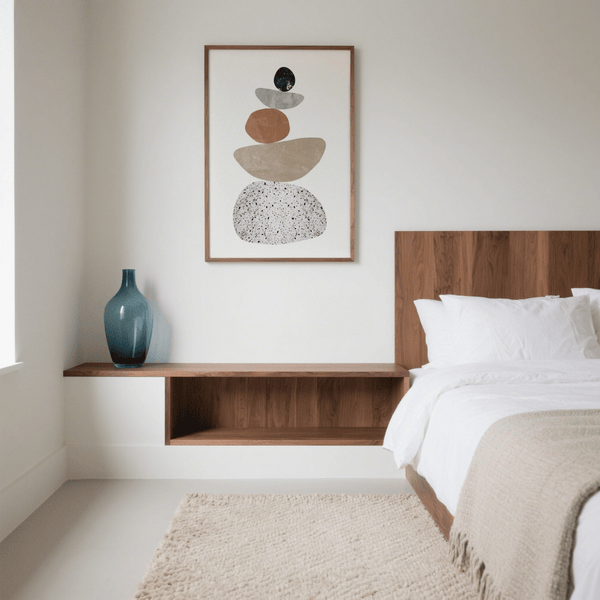Modern Pebble Print art print with beige and brown pebbles for office decor