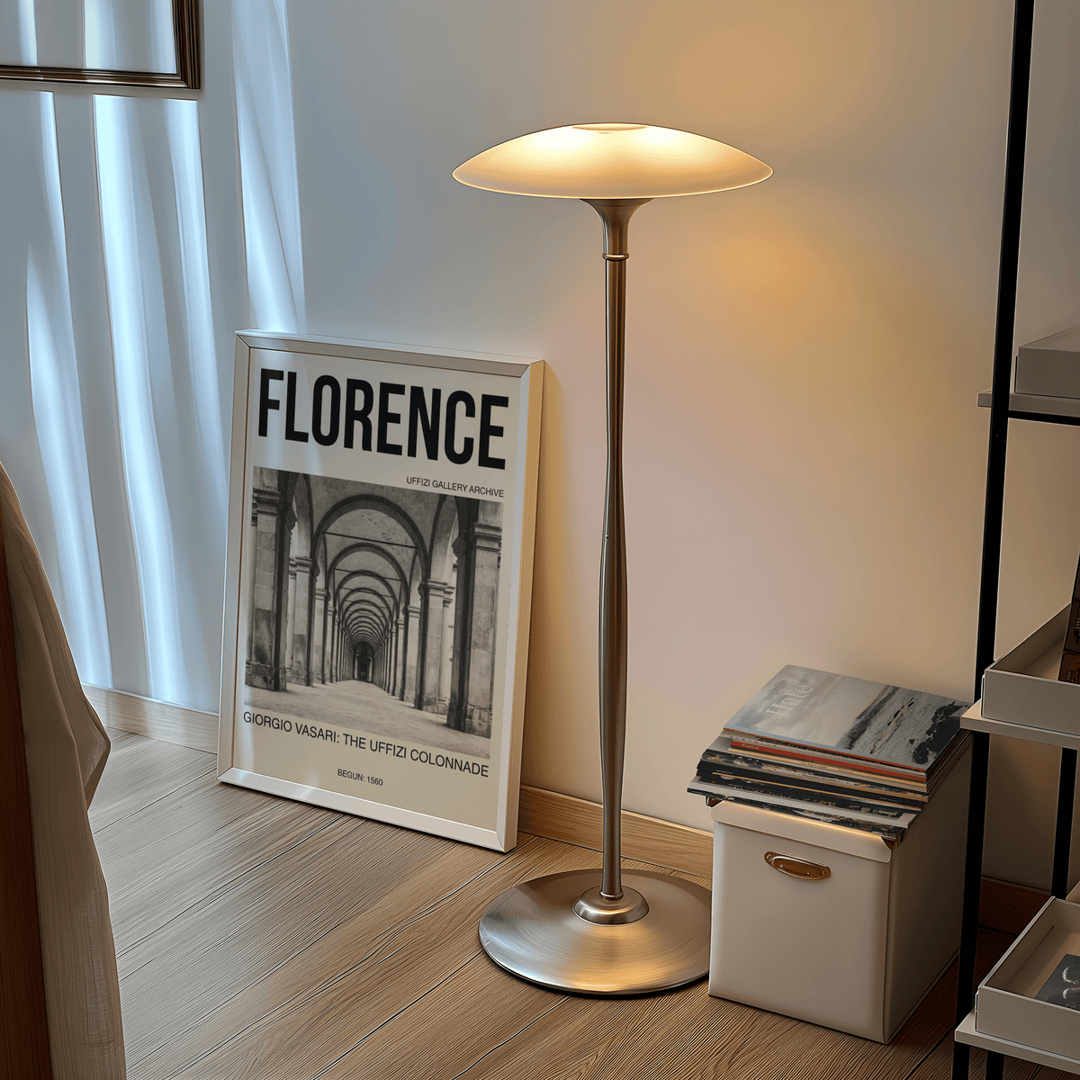 Florence Architecture Print wall art with symmetrical arches, stone columns, and caption text