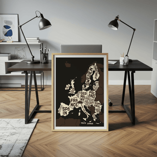 Europe Poster wall art print for bedroom in Brown Beige White