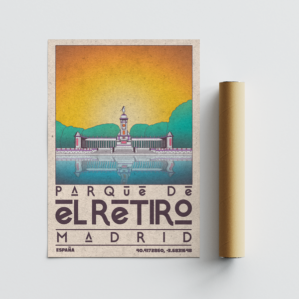 Madrid Landscape Poster close-up showing architectural lines, stairs, and mirrored pool reflection