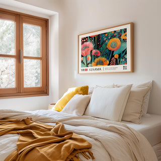 Sunflower-inspired floral wall art for eclectic interior styling