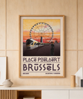Side angle of Brussels Cityscape Art Print with Place Poelaert lettering and skyline