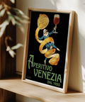 Vintage Aperitivo Print showing bright yellow lemon, fits modern kitchen wall art