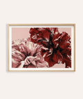 Pink Floral Print poster with two layered blossoms on neutral ground