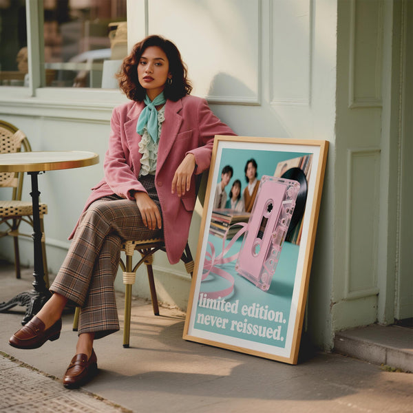 Cassette-focused poster vintage music design for indie decor