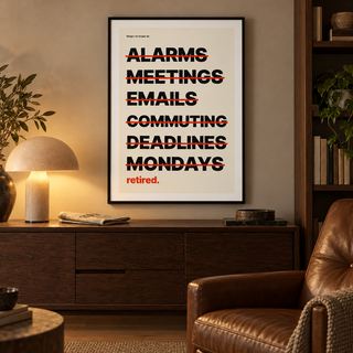 Alarms meetings emails crossed out print beside an armchair in a reading room