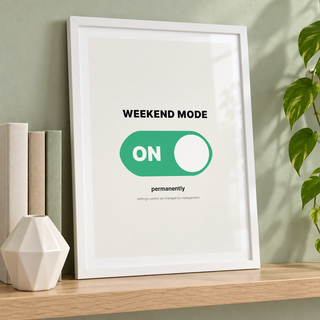 Green toggle switch print on a shelf ready to give as a gift