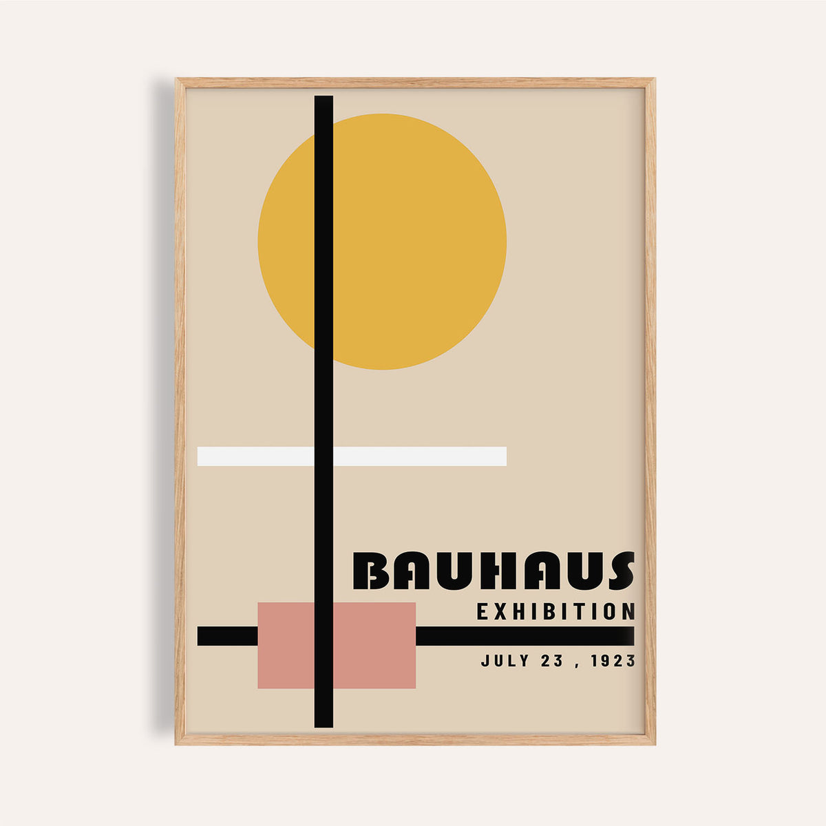 Modern office prints with yellow circle and geometric black lines