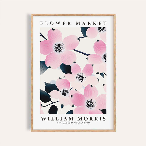 Elegant prints for bathroom with pink blossoms and green leaves for floral decor