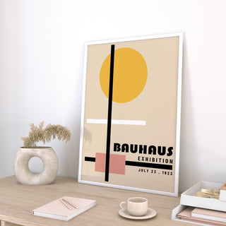 Minimalist Bauhaus office prints with structured line composition