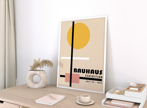 Minimalist Bauhaus office prints with structured line composition