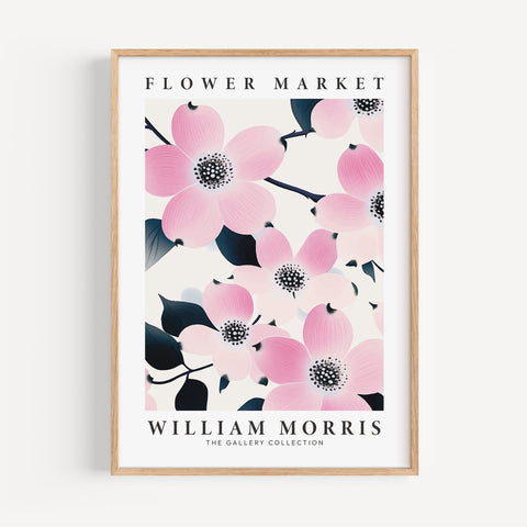 William Morris-inspired pink flower print for elegant interiors
