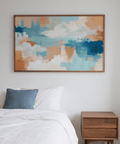 Abstract Cloud Print featuring Beige and White colors in art print for hallway